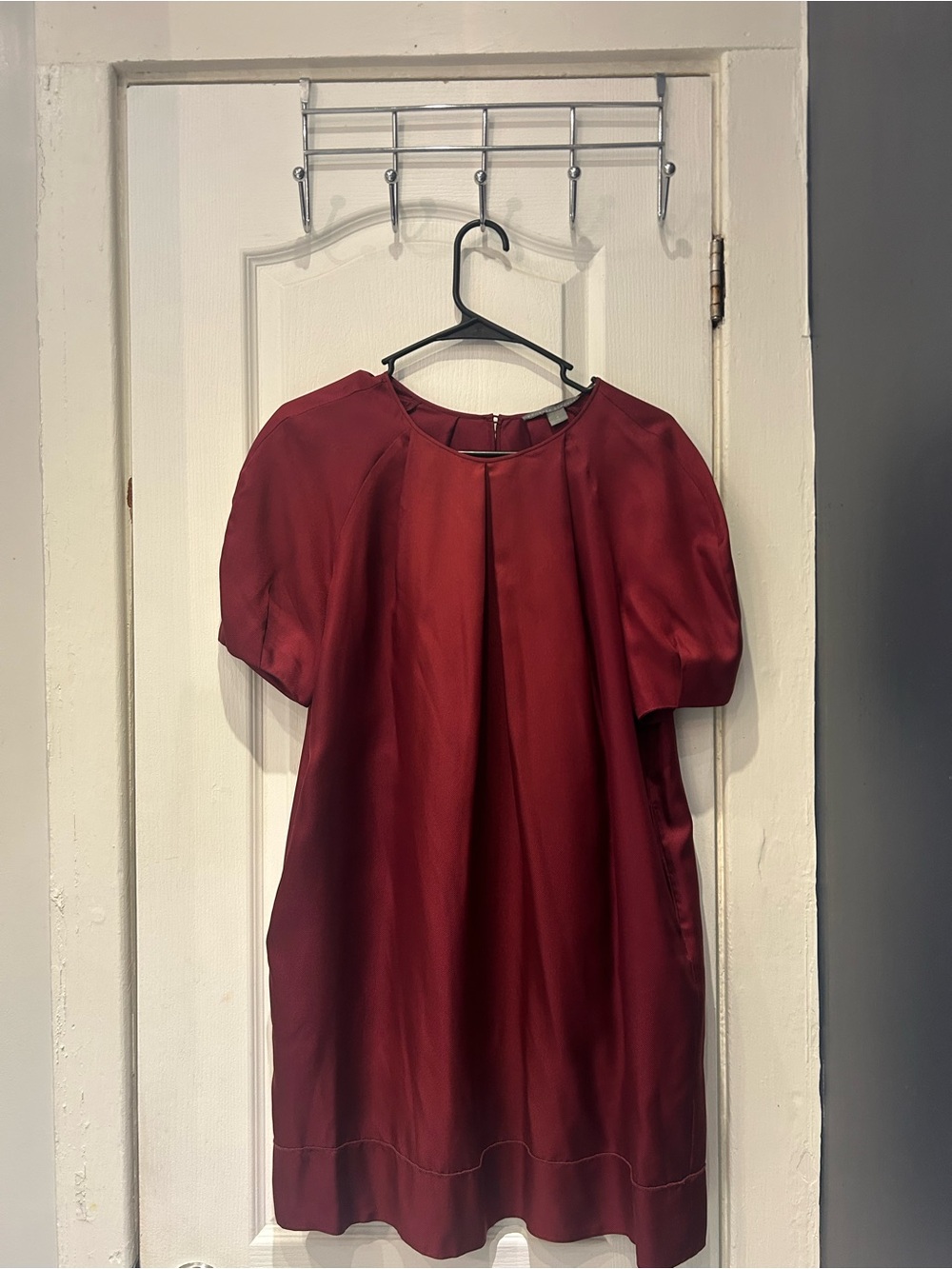 Proenza Schouler Burgundy Silk Short-Sleeve short dress
